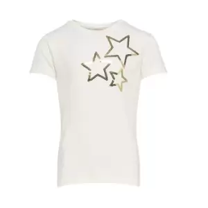 Only KONMOULINS STAR Girls Childrens T shirt in White - Sizes 6 years,10 years,12 years