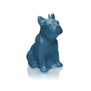 Dark Blue Low Poly Bulldog Candle