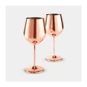 Btfy - Copper Finish Wine Glasses, Set of 2 Stainless Steel Cocktail Glasses, Shatter Proof with Gift Box - Perfect Present For Him and Women (Rose