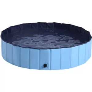Foldable Dog Paddling Pool Pet Cat Swimming Pool Indoor/Outdoor Collapsible Summer Bathing Tub Shower Tub Puppy Washer (Φ140 x 30H (cm), Blue)