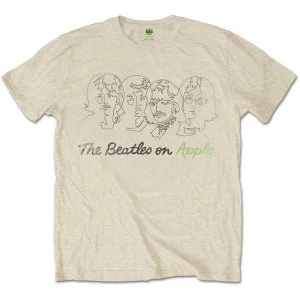 The Beatles - Outline Faces on Apple Mens Medium T-Shirt - Sand