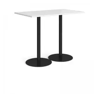 Monza rectangular poseur table with flat round Black bases 1400mm x