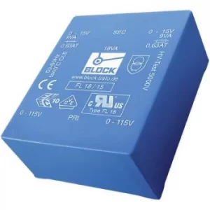 Block FL 6/12 PCB mount transformer 2 x 115 V 2 x 12 V AC 6 VA 250 mA