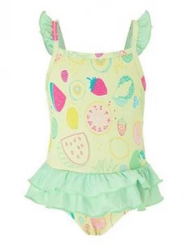 Monsoon Baby Girls Berrie Swimsuit - Yellow, Size 6-12 Months