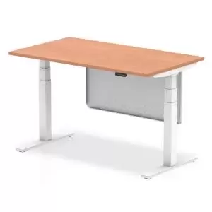 Air 1400 x 800mm Height Adjustable Desk Beech Top White Leg With White