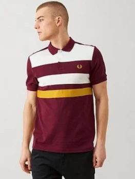 Fred Perry Tape Detail Polo Shirt - Port, Size 2XL, Men