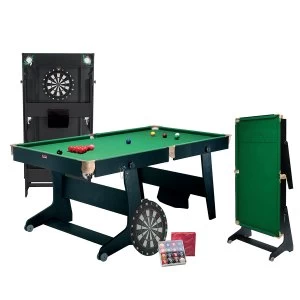 Riley 6ft Folding Snooker And Pool Table With Dartboard
