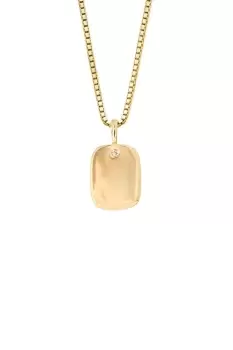 Gold Plated Recycled Silver Diamond Rectangle Tag Necklace