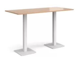 Brescia rectangular poseur table with flat square white bases 1800mm x 800mm - beech