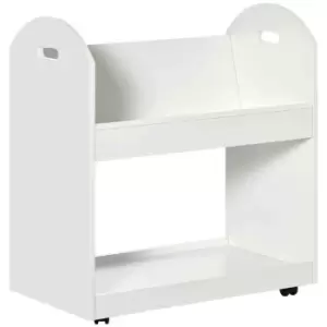 HOMCOM 2-tier Storage Shelves Kitchen Cart Shelf Unit With Wheels - White