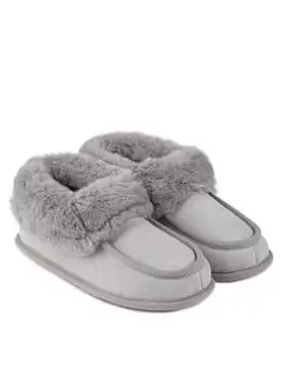 TOTES Isotoner Ladies Moccasin Bootie Slippers - Grey, Size 5, Women