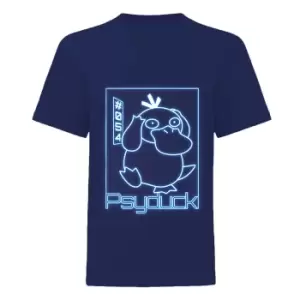 Pokemon Boys Psyduck Neon T-Shirt (3-4 Years) (Navy)