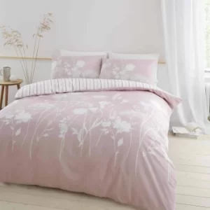 Catherine Lansfield Meadowsweet Floral Duvet Cover and Pillowcase Set Blush