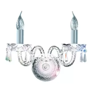 Hale Indoor Candle Wall 2 Light Chrome with Crystals, E14
