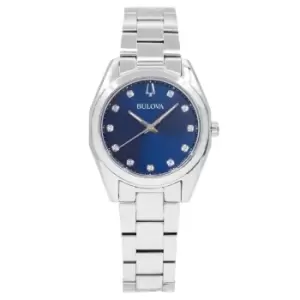 Bulova 96P229 Womens Blue Dial Diamond Set Wristwatch