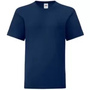 Fruit Of The Loom Childrens/Kids Iconic T-Shirt (7-8 Years) (Navy)