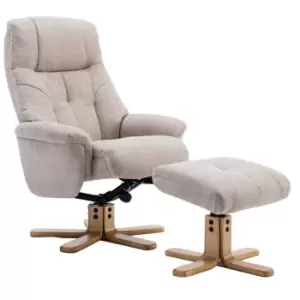 Teknik Denver Recliner Fabric Swivel Chair with Footstool - Oatmeal