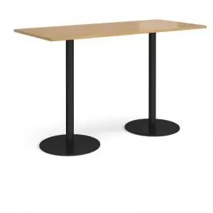 Monza rectangular poseur table with flat round Black bases 1800mm x