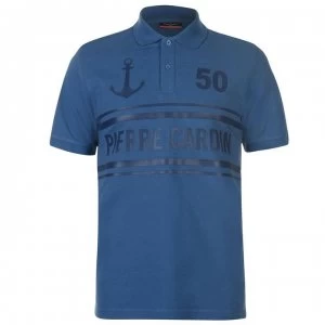 Pierre Cardin Raised Print Logo Polo Shirt Mens - Blue