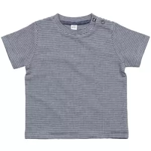 Babybugz Baby Stripy T-Shirt (3/6 Months) (White/Nautical Navy)