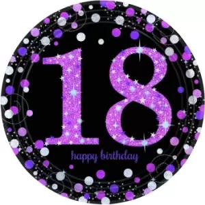 18th Birthday Paper Plates Glittery Pink (Pack Of 8)
