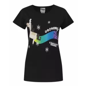 Crossy Road Womens/Ladies Official Unihorse T-Shirt (XXL) (Midnight Black)