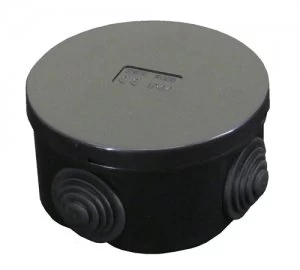 ESR 80mm IP44 Round PVC Junction Box with Knockouts - Black