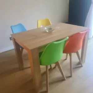 Kosy Koala Wooden Oak Dining Table and 4 Colourful Chairs Set