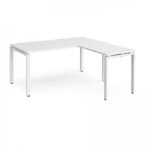 Adapt desk 1600mm x 800mm with 800mm return desk - white frame and