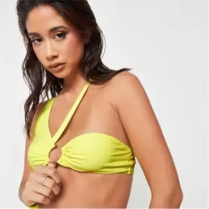 Missguided Asymmetric Ring Bandeau Bikini Top - Yellow
