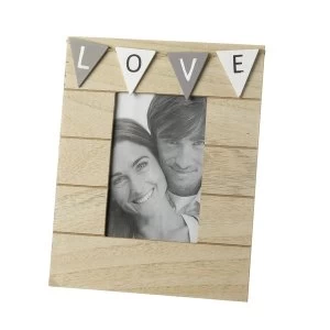 Grey Bunting LOVE Wooden Photo Frame By Heaven Sends