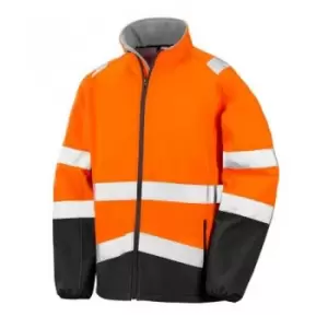 Result - Adults Safe-Guard Safety Soft Shell Jacket (s) (Fluorescent Orange/Black) - Fluorescent Orange/Black