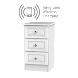 Lisbon Ready Assembled Three Drawer Bedside Cabinet White