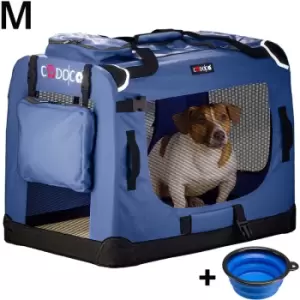 CADOCA Pet Carrier Fabric Dog Cat Rabbit Transport Bag Cage Folding Puppy Crate M - Navy Blau (de)