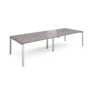 Adapt double back to back desks 3200mm x 1200mm - silver frame and grey oak top