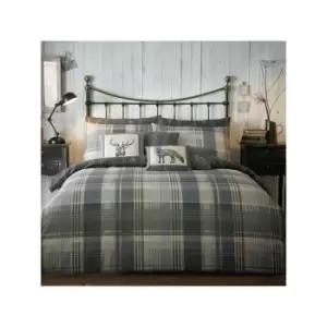 Dreams & Drapes Connolly Check 100% Brushed Cotton Duvet Cover Set, Charcoal, Double