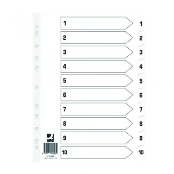 Q Connect Index 1-10 Board Reinforced White Pack of 25 KF01528Q