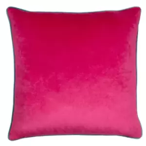 Meridian Velvet Cushion Raspberry/Teal