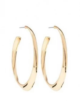 Mood Gold Plated Polished Oval Hoop Earrings