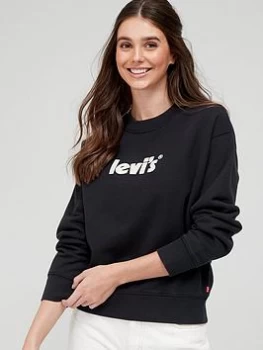 Levis Poster Logo Standard Crew Neck Sweater - Black Size XS Women