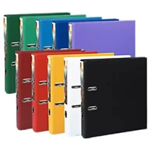 Prem'touch Lever Arch File A4+ PP S50mm, 2 Rings, Assorted Office, Pack of 10