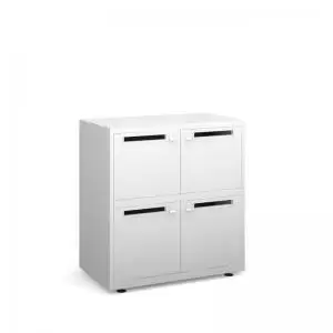Bisley lodges with 4 doors and letterboxes - white