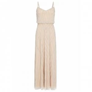 Adrianna Papell Adrianna Papell Beaded Maxi Dress - Taupe/Pink