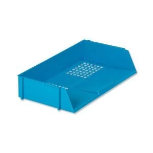 5 Star Office Letter Tray Wide Entry High impact Polystyrene Stackable Blue