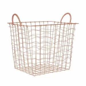 Vertex Rectangular Wire Basket with Handles 30x38x36cm, Copper