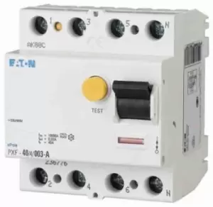 Eaton 3+N, 63A RCD Switch, Trip Sensitivity 300mA, Type A, DIN Rail