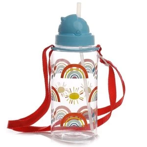 450ml Childrens Reusable Water Bottle with Flip Straw - Rainbow