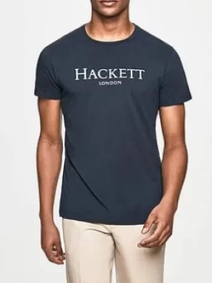 Hackett Logo T-Shirt, Navy, Size L, Men