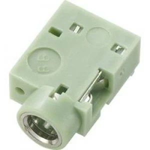 3.5mm audio jack Socket horizontal mount Number of pins 3 Stereo Green Conrad Components