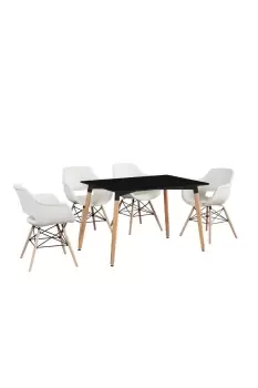 'Olivia' Halo Dining Set Includes a Dining Table & Fabric Chairs Set of 4